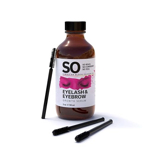 SO Jamaican Black Castor Oil Impulso del crecimiento de pestañas y cejas, blancorosa, 2 onzas líquidas