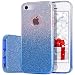 iPhone SE Case, Milprox Girls SHINY GLITTER CASE [Bling Crystal Clear][Extremely Sparkling], Slim Premium 3 Layer Hybrid, Anti-Slick/ Protective/ Soft Case, iPhone 5s/5 Case-Blue+Silver