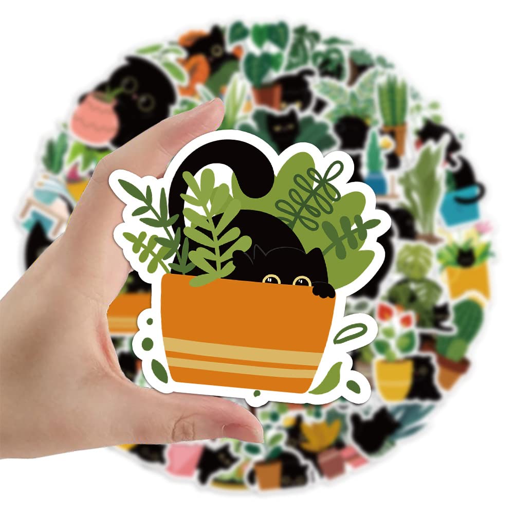 Cats and Plants Stickers for Laptop(60 PCS),Gift for Children Teens Adults Girl Boys,Waterproof Stickers for Water Bottle,Cats Vinyl Stickers for Scrapbook,Skateboard,Bike,Phone,Dairy - Image 2