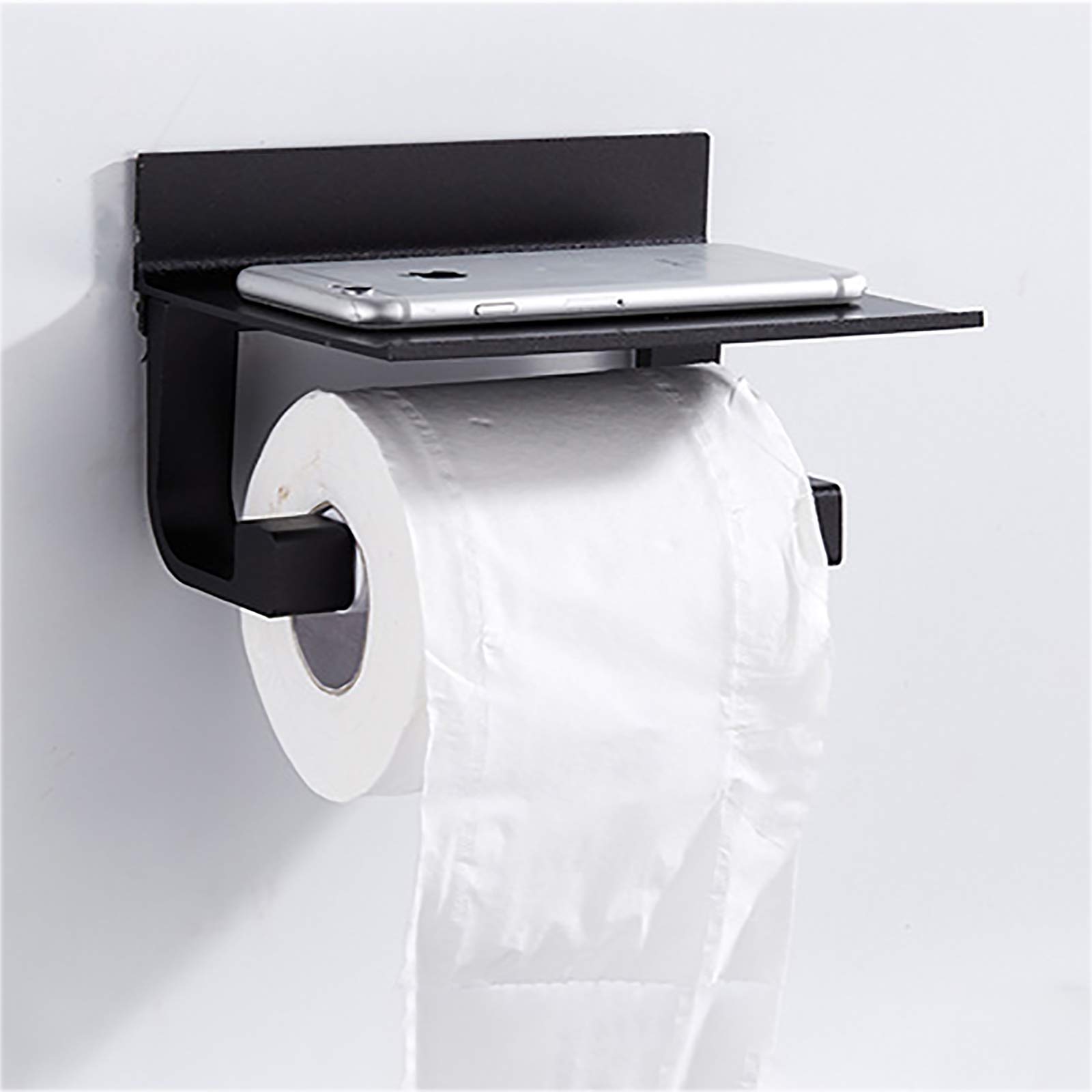 CMBSSTFC Portarotolo portarotolo per Carta igienica, perforatore Autoadesivo in Alluminio - portasciugamani a Parete per veline/Nero