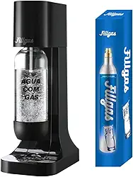 Máquina de Água com Gás Fillgas, Design Moderno, Controle de Intensidade de Bolhas, Compatível com Cilindros de CO₂, Preta