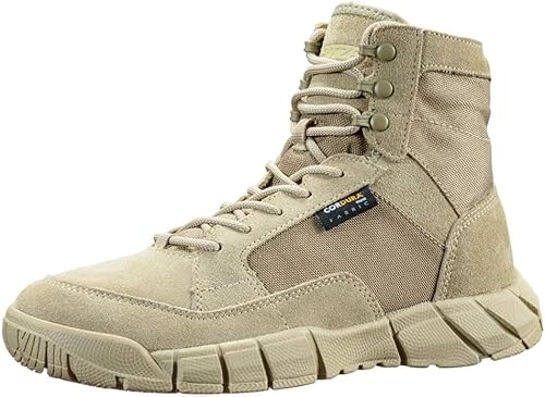 YEVHEV Chaussures tactiques légères pour homme - Chaussures de sport ultra légères - Résistantes à l'usure - Bottes militaires pour le camping, la randonnée, le sport, l'extérieur, sable, 42 EU