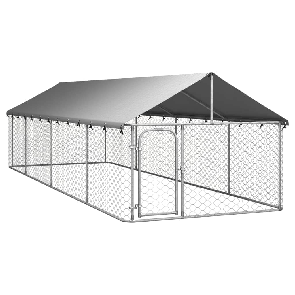Chenil d'extérieur pour Chien, Enclos Niche Cage pour Chien Métal Chenil extérieur avec Toit 600x200x150 cm