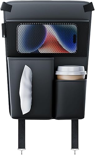 Leather Console Organizer - Large Capacity Storage Bag, Car Seat Gap Filler with Multiple Pockets, Easy Access with Material, Vehicle Organizer,