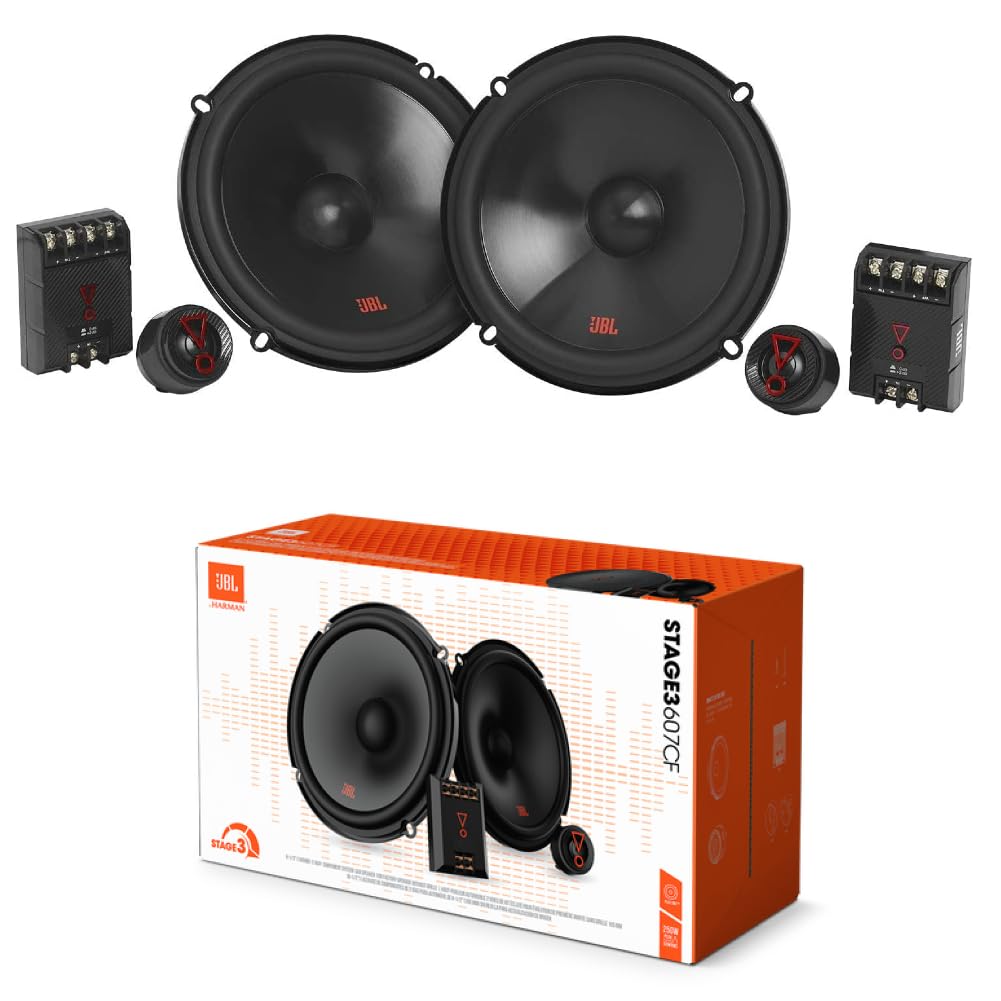 Kit Set para JBL STAGE3 607CF Sistema de 2 vías 6,5" 165 mm 16,5 cm, 50 vatios rms 250 vatios máx, con 2 woofers 2 tweeters 2 crossovers, 3 Ohm, para Coches, Kit de Pareja