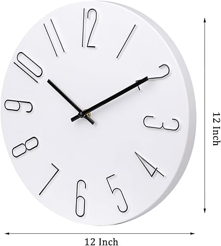 Miniatura 4 de Reloj de pared silencioso sin tictac de 12 pulgadas, estilo moderno, relojes de pared de madera decorativos para dormitorio, cocina, oficina, baño
