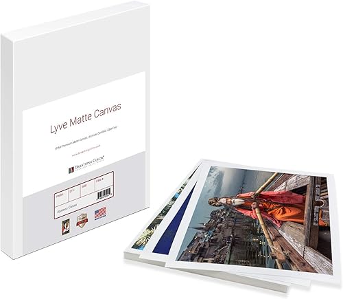 Miniatura 1 de Hojas de lona mate prémium Lyve elección de profesionales para inyección de tinta de archivo para uso en impresoras Epson, Canon y HP. 25 hojas de