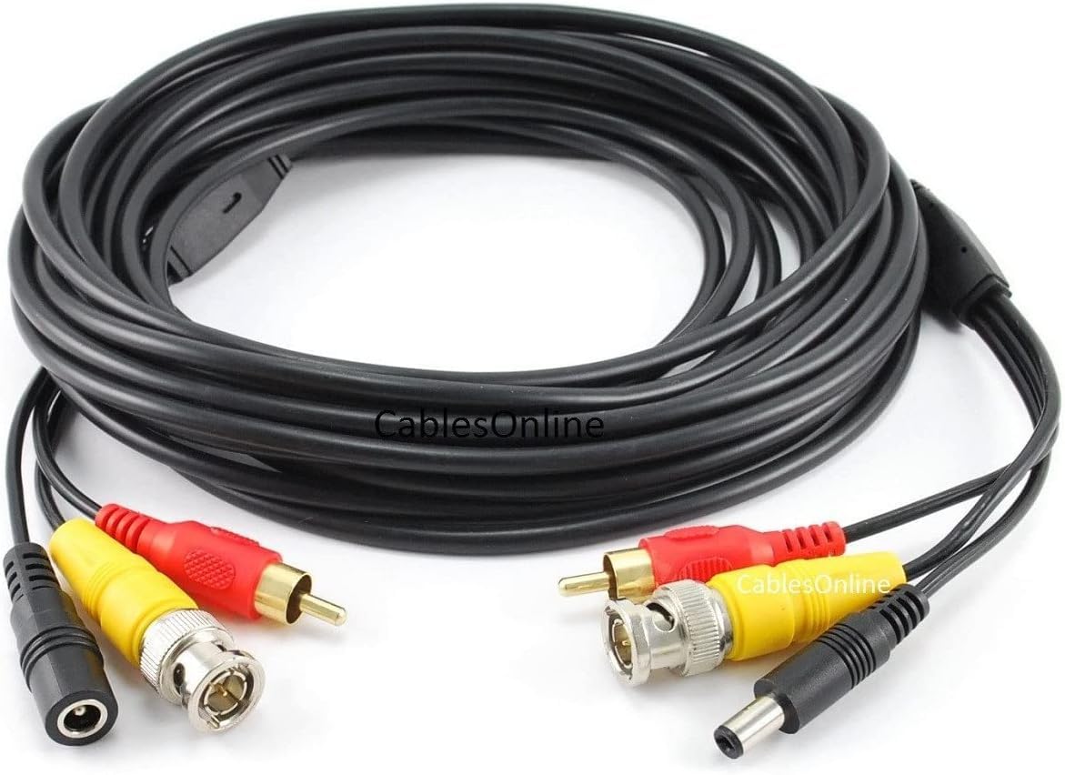 CablesOnline 75ft RCA(Audio) & BNC(Video) Male to Male Camera Cable w/DC Power (PL-2075)