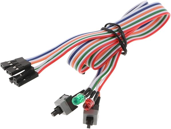 60cm ATX PCデスクトップケース 電源スイッチ LEDライト付き リセットスイッチケーブル