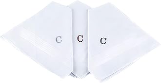 Initial Handkerchief for Men, Monogrammed Boxed 3 Piece Set,100% Cotton