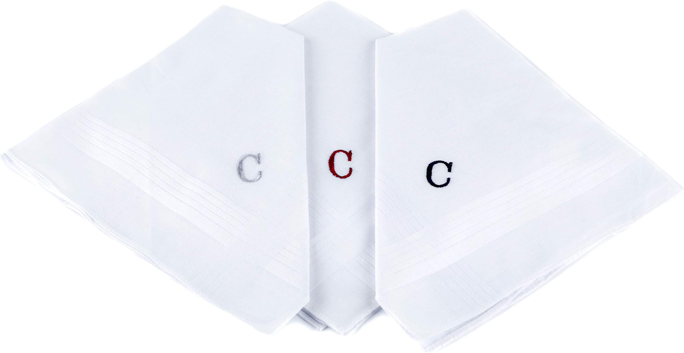 Initial Handkerchief for Men, Monogrammed Boxed 3 Piece Set,100% Cotton