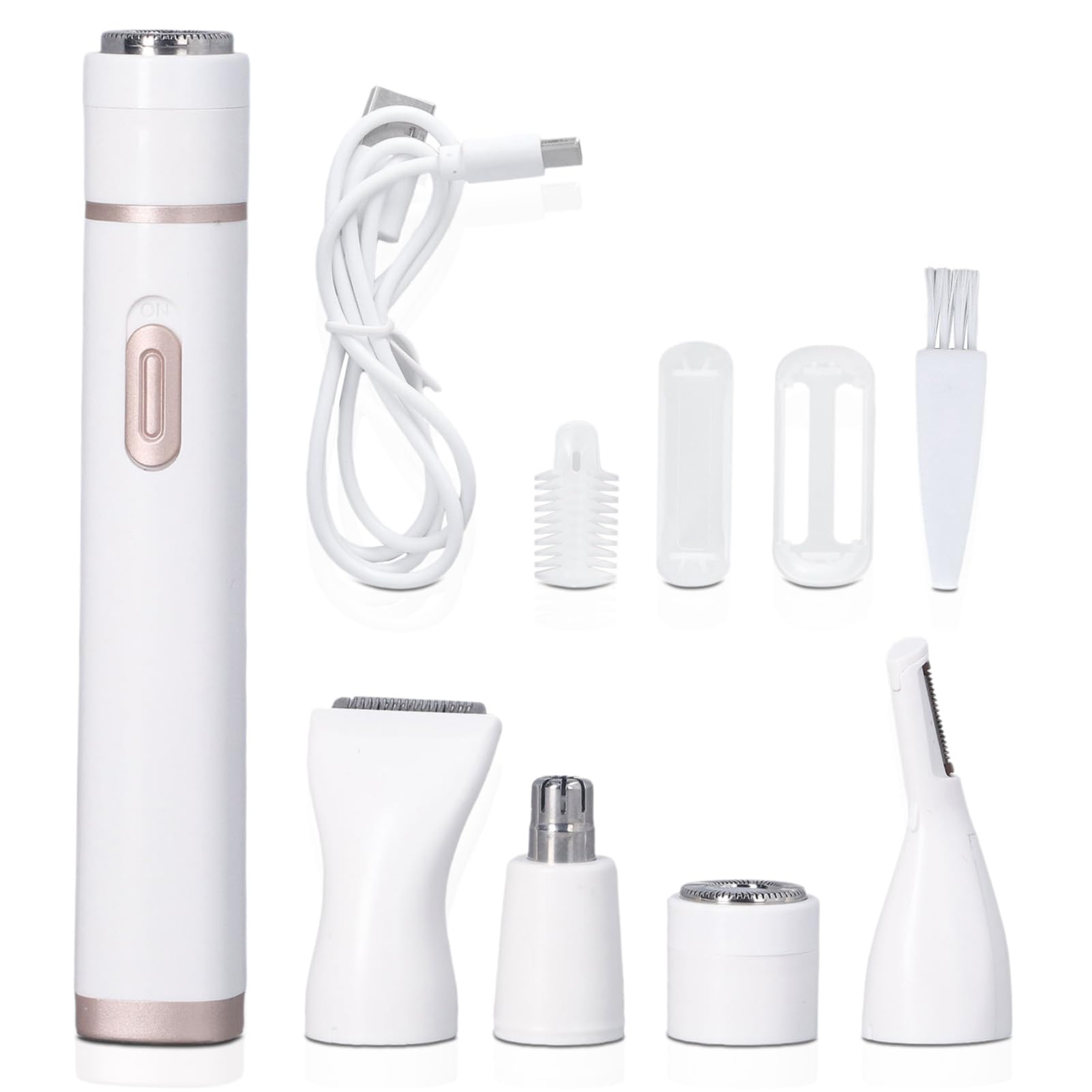 Maquinilla De Afeitar Eléctrica Para Mujeres, Afeitadora 5 En 1 Para Mujeres, Removedor De Vello Para Nariz, Cejas, Cara, Piernas Y Axilas, Cabezales De Acero Inoxidable Con Carga USB, Removedor De Ve