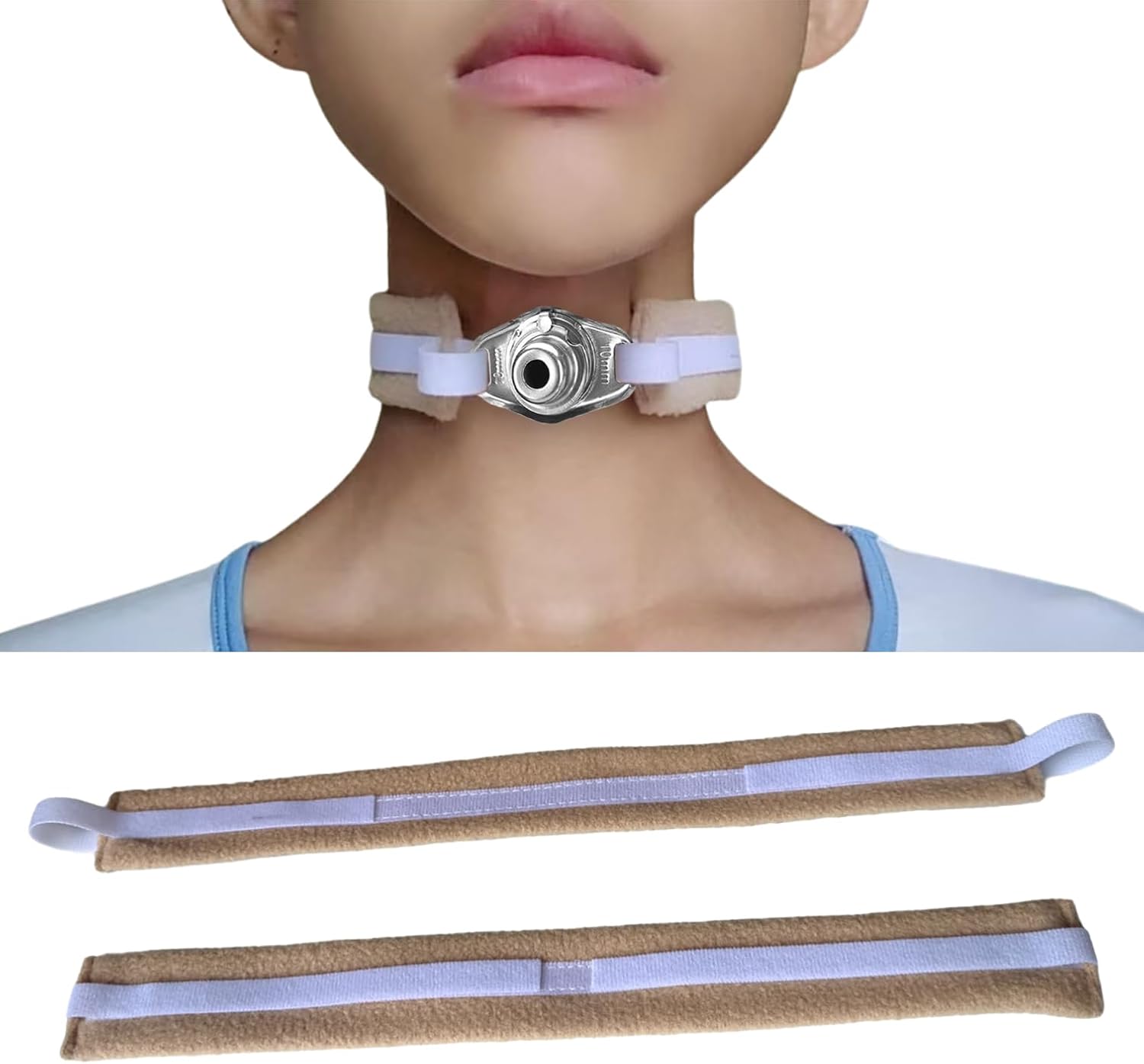Tracheostomy Tube Holder Belt,2 pcs Adjustable tracheostomy Tube Holder Soft Reusable trach Ties (Khaki)