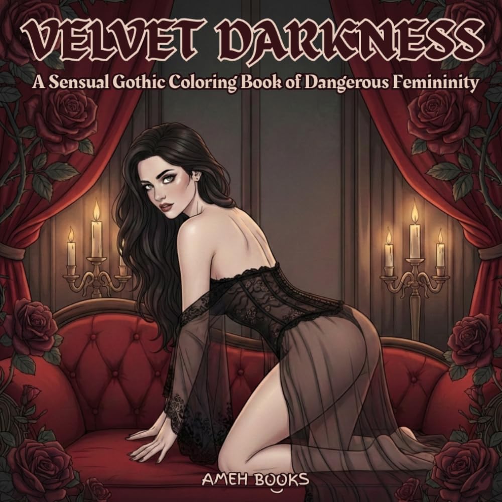 Velvet Darkness: A Sensual Gothic Coloring Book for Adults Featuring Dark Feminine Beauty, Gothic Women, Lace, Shadows, and Seductive Fantasy Art (Sensual Beauties Adult Coloring Books)
