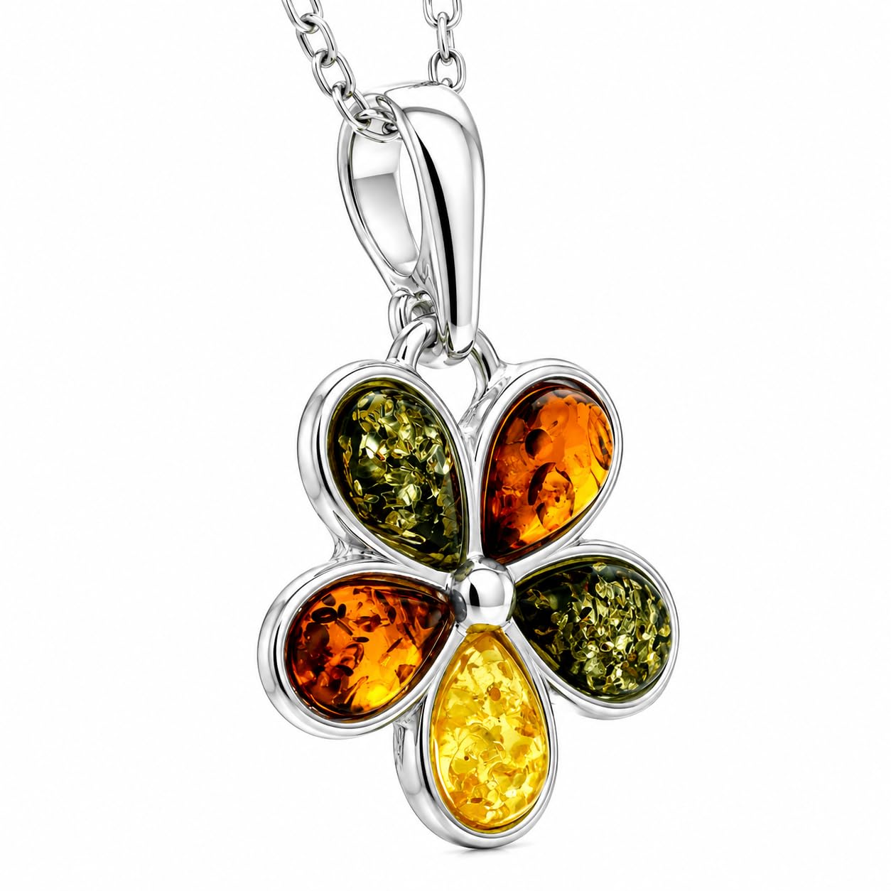 SilverAmber 1665 - Ciondolo da donna in argento 925 con ambra