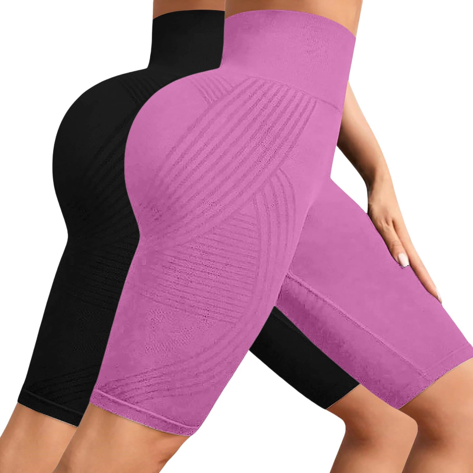 Generico Leggins 3D Anticellulite Corti Donna, Push Up Sculpture Lipedema a Compressione Controllo Graduata Anti Cellulite Leggings Sportivo Vita Alta Senza Cuciture Leggins Cotone Donna