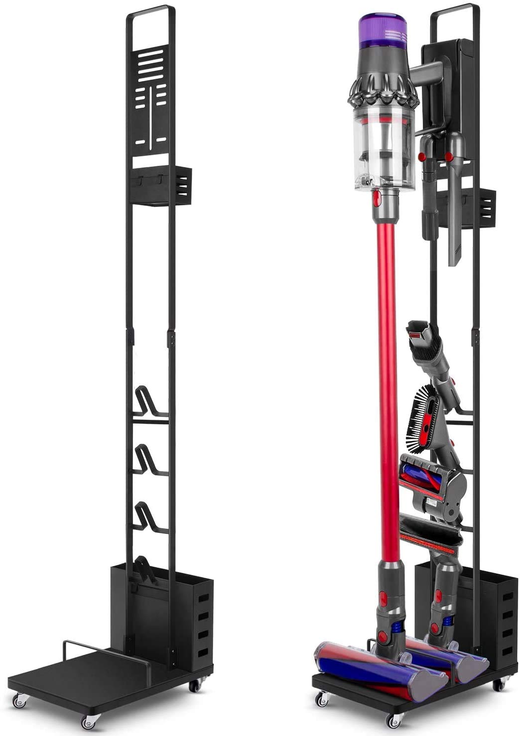 BRISKARII Vacuum Stand For Dyson V10 V11 V8 V7 V6, Attachments Holder For All Models Of Handheld Cleaners, Dyson Vacuum Cleaner and Battery Storage, Cordless Vacuum Cleaner Stand With Roller Removable