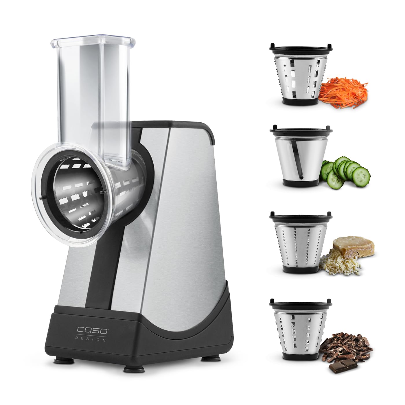 Caso CR4 elettrica per Design Multi grattugia 4 dischi Etched inserti: Acid, grandi & piccole Julienne, grattugiare, 200 Watt, Touch pannello, ideale per verdure Raspa per esempio per insalate