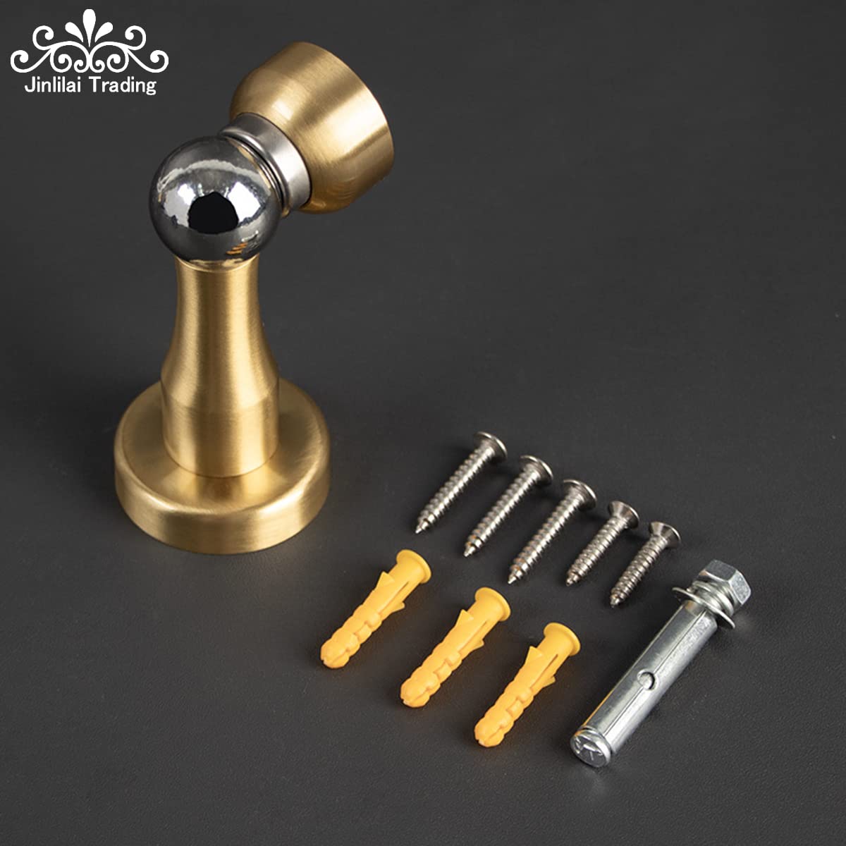Tope de puerta, tope de puerta sin tornillo Tope de puerta magnético Tope de puerta de montaje en pared antiguo de latón Magnético con montaje de tornillo, soporte de puerta magnético resistente for d