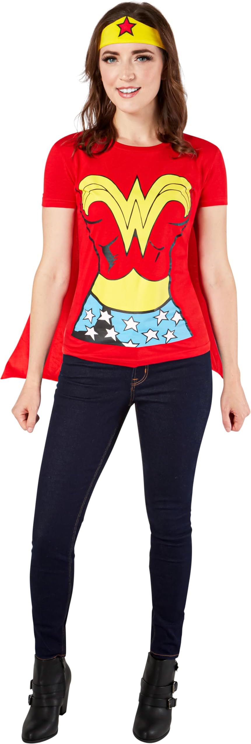 Rubies Women's DC Comics Wonder Woman T-Shirt with Cape and Headband