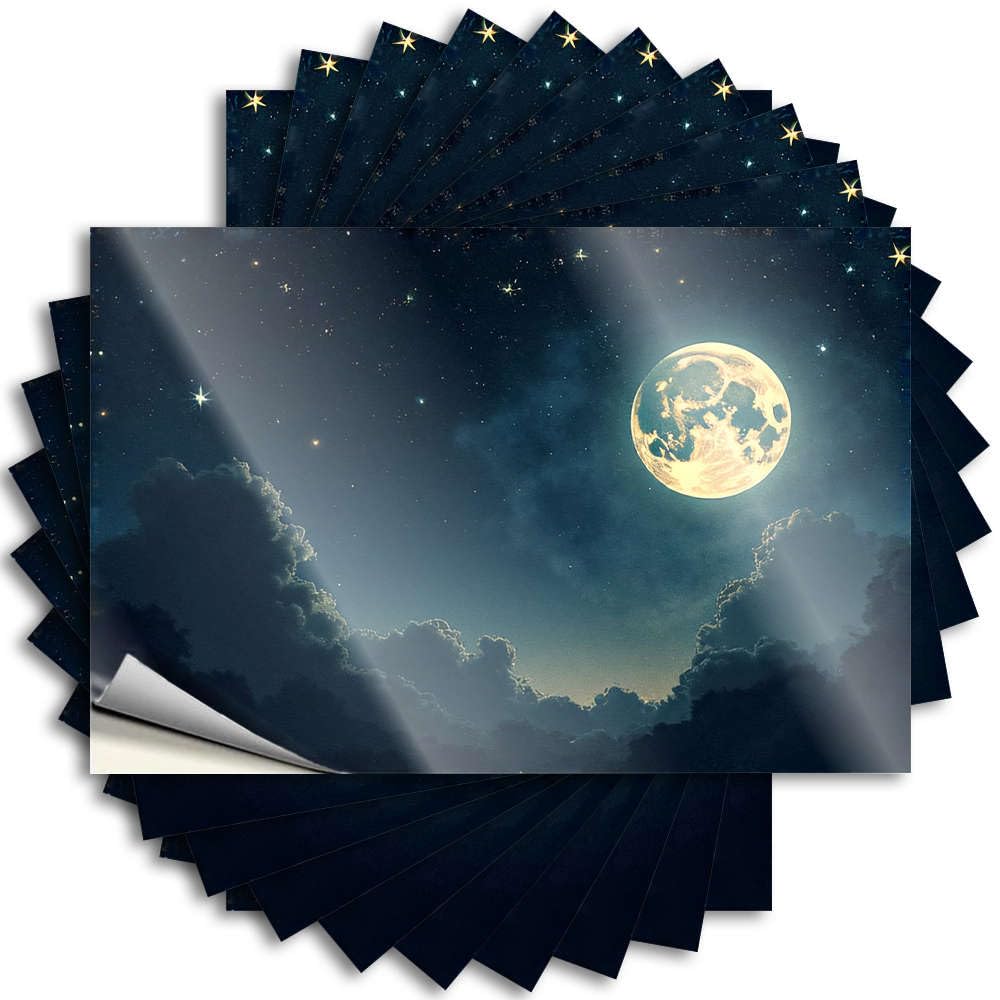 A Full Moon Shines Brightly in The Night Sky Book Funny Decor - Tattoo Garage Removable Vinyl Decal(6X9CM)
