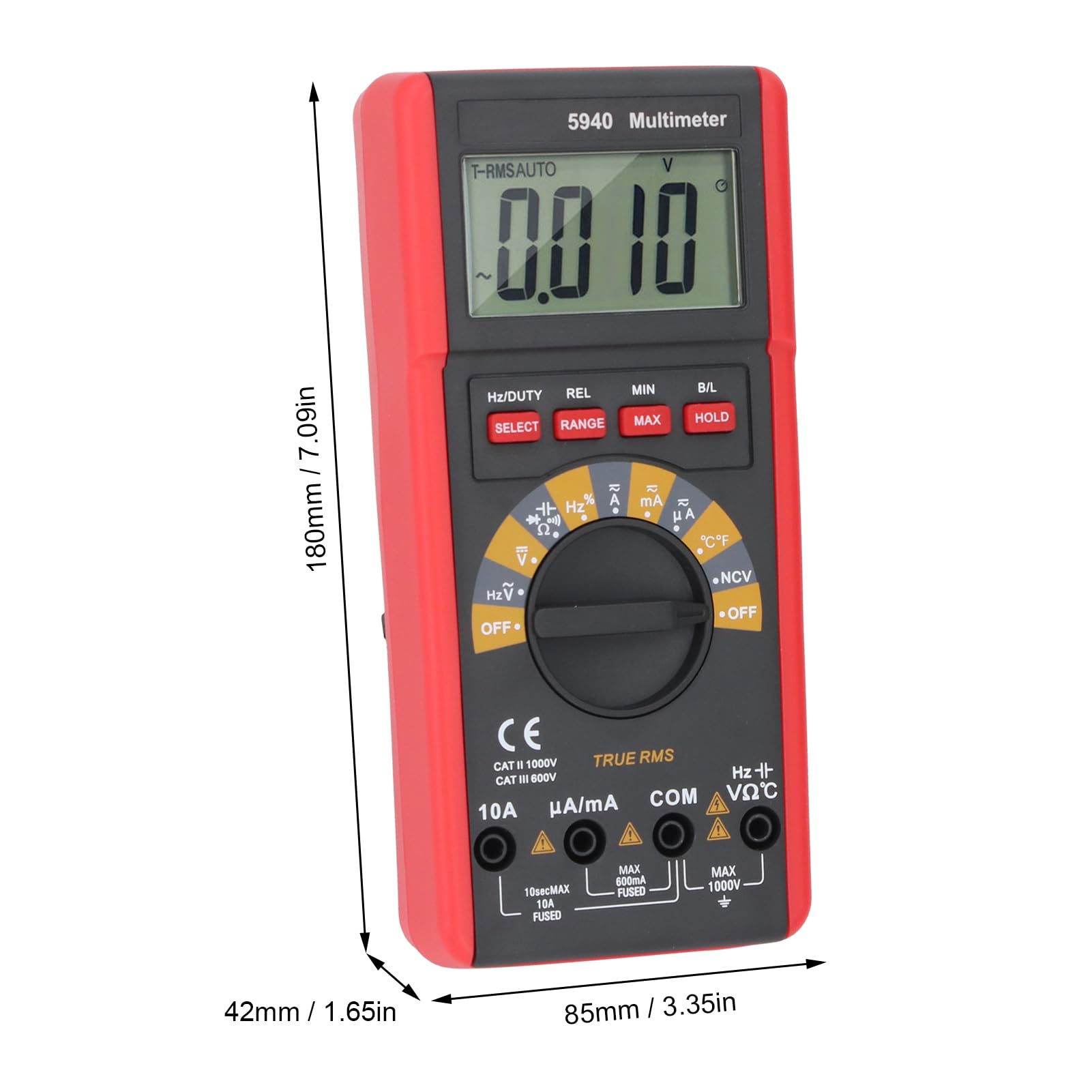 Gonetre Multimetro Digitale, Anti-combustione Intelligente con Supporto Retrattile, Retroilluminazione LCD, Misura la capacità del Resistore di Tensione e Corrente per la Diagnostica
