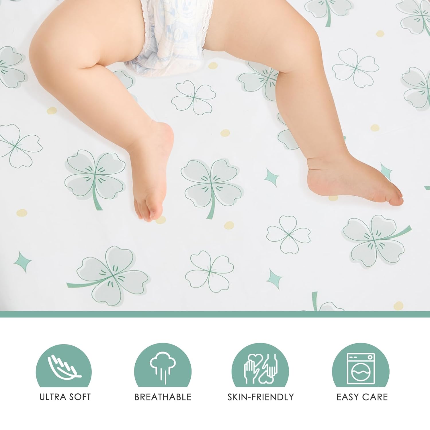 4 Pack Bassinet Sheets - 35"x20" Bedside Bassinet Sheets for Newton, Ezebaby, Angelbliss, AMKE(3 in 1) & Other Large Bedside Sleeper | Ultra Soft & Skin Friendly Bassinet Fitted Sheets for Boys Girls - Image 7