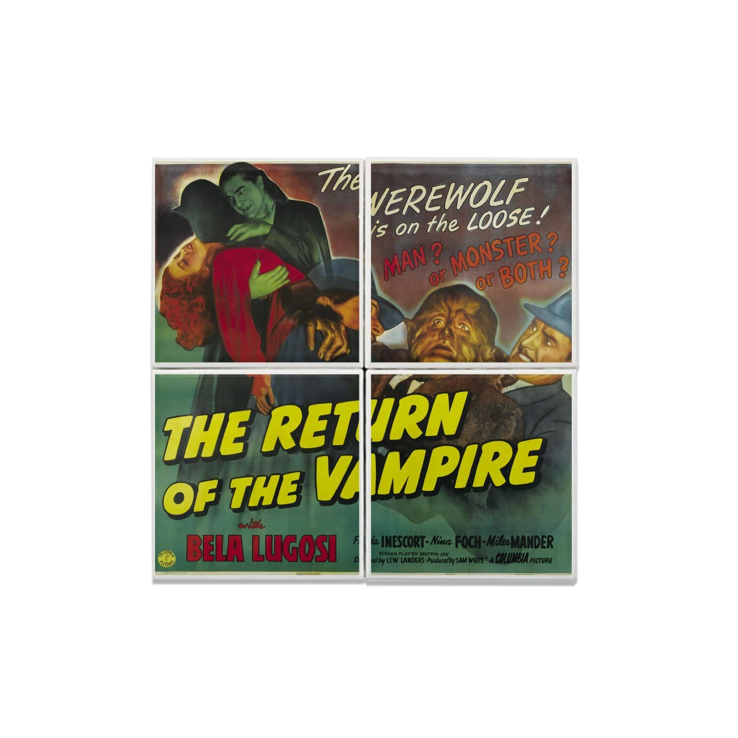 Affiche de film rétro en céramique 40x40 cm décoration murale vampire
