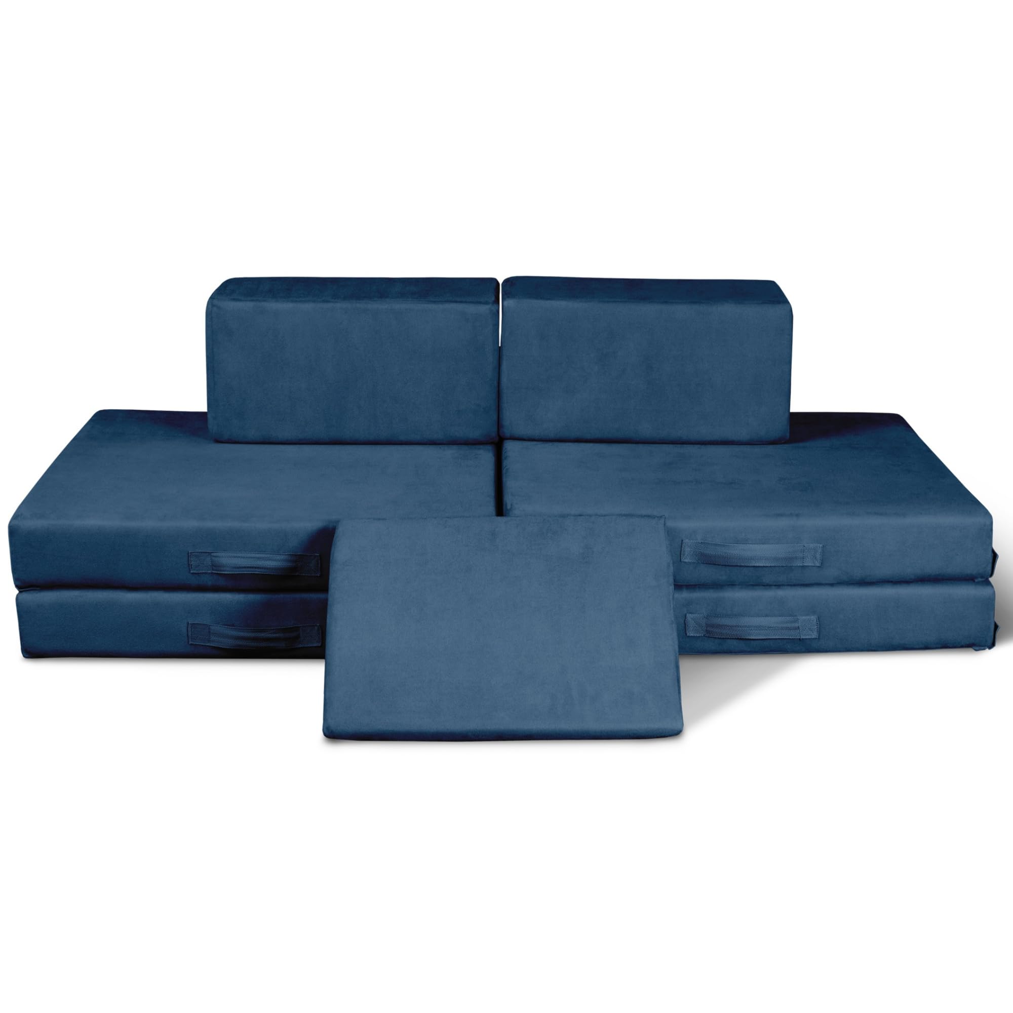 The Figgy 7 Piece Modular Play Couch for Kids- Washable, Waterproof, Made in USA, Sturdy, Hook and Loop Connectors, Oeko-TEX Certified, Montessori Toy Sofa, Indoor Climbing & Fort Playset- Ocean