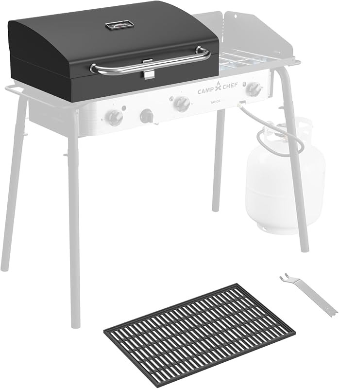 24" x 16" Deluxe Outdoor BBQ Grill Box for Camp Chef 16" Cook Systems Parts | Replace for CampChef BB90L, Cast Iron Grate, Food-Grade Enamel, Even Heat Distribution, Built-In Thermometer, Hinged Lock Lid