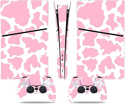 Skin Sticker for PS5 Slim Digital, Full Set Protective Vinyl Decal Cover Wrap for Game Console and Controller Pink Spot