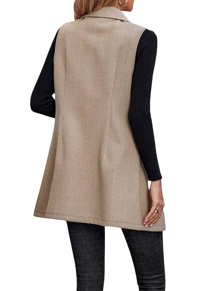 Long Vest for Women Sleeveless Notch Lapel Blazer