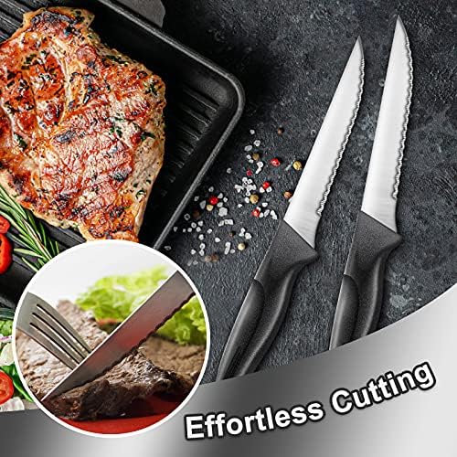 20 Piece Cutlery Set, Pleafind 16 Piece Cutlery Set with 4 Steak Knives, Silverware Set Service for 4, Stainless Steel Knife and Fork Set, Mirror Polished Flatware Set, Dishwasher Safe