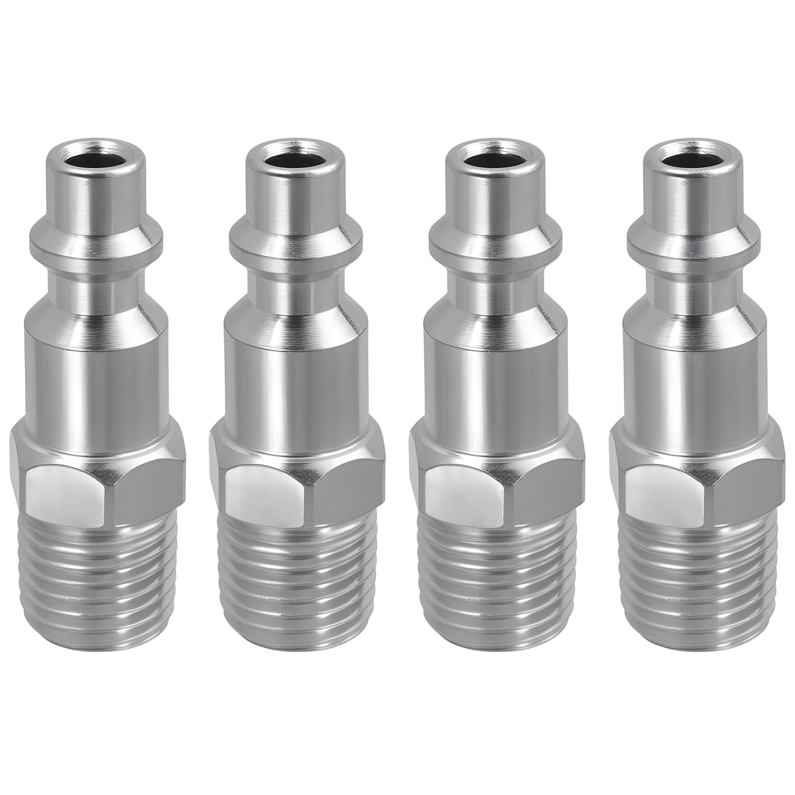4 PZ Raccordo Rapido Aria Compressa 1/4 NPT Maschio, Raccordo Americano Filettato per Compressore, Punta del Tubo Pneumatico, Connettore Rapido per Sistema Aria e Strumenti Pneumatici