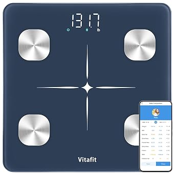 Vitafit FSA&HSA Smart Weight Scale, Accuracy 0.1lb by Our Professional Scale Factory Since 2001, Scale for Body Weight App Sync 13 Body Composition with BMI, Body Fat and Muscle, 400lb, LED, Blue
