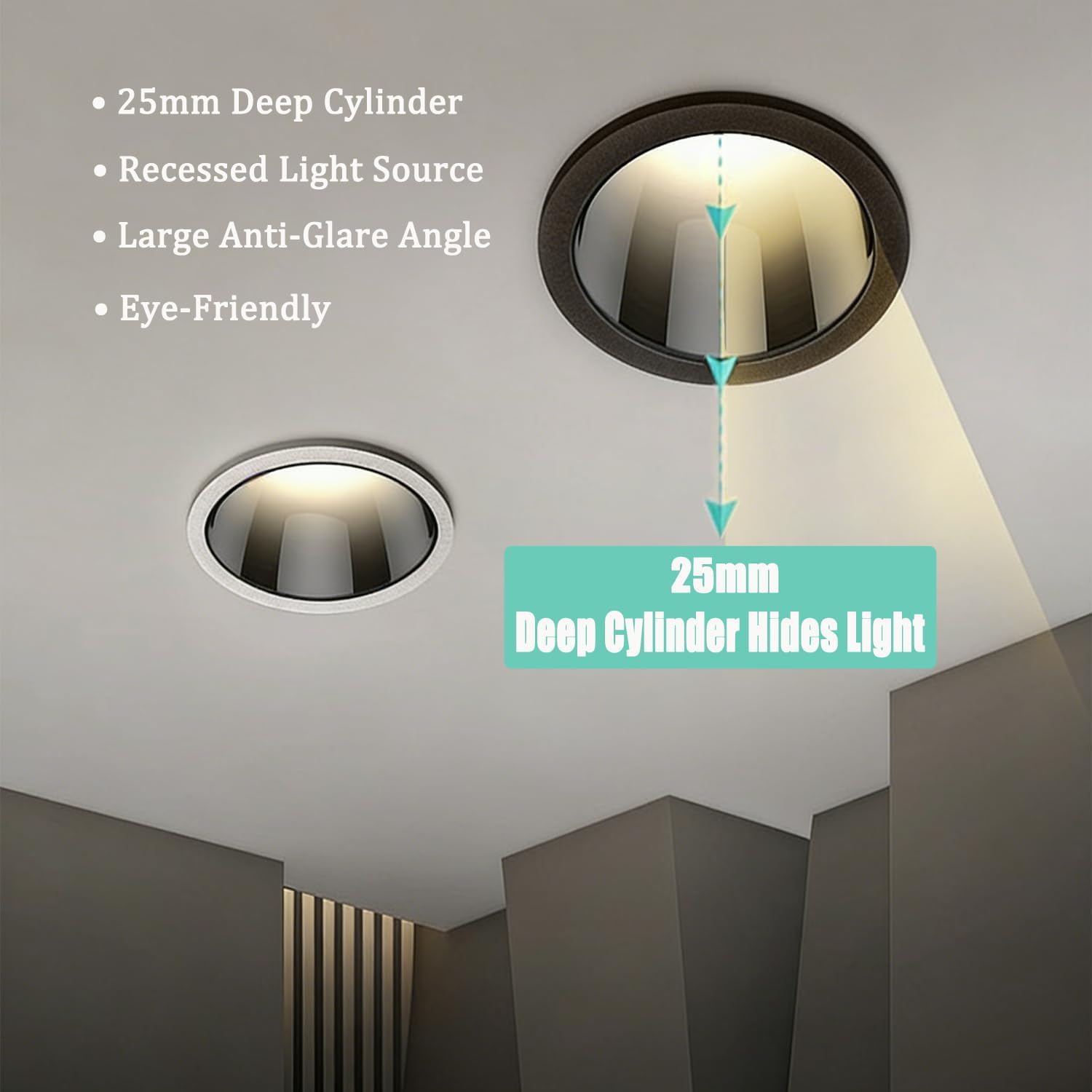 3er Set LED Einbaustrahler, 55 mm Lochmaß, 6 W, IP65, 3000 K