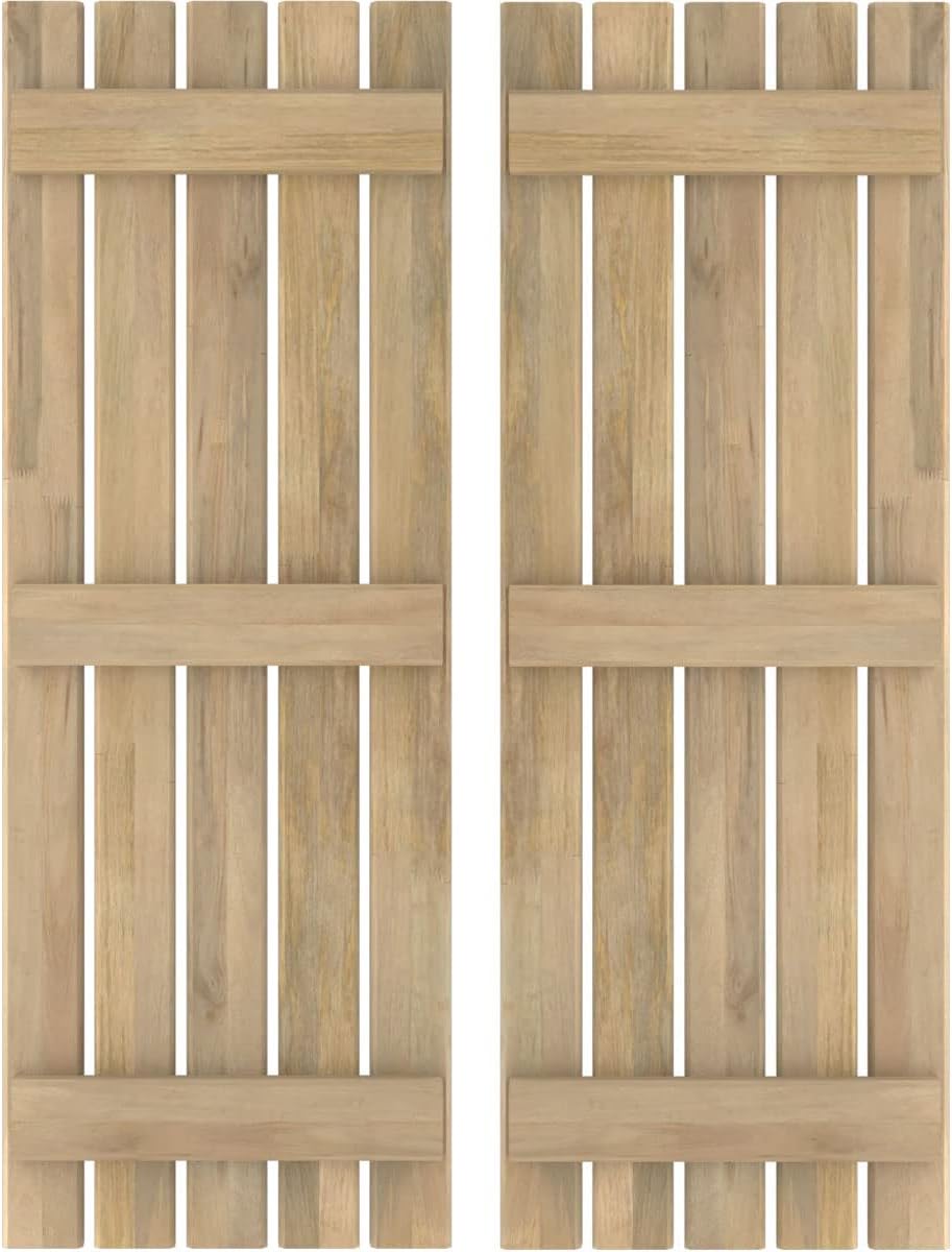 Ekena Millwork ARW401SB519X70UNH Americraft Five 3 Exterior Real Wood Spaced Board-n-Batten Shutters (Per Pair), Unfinished