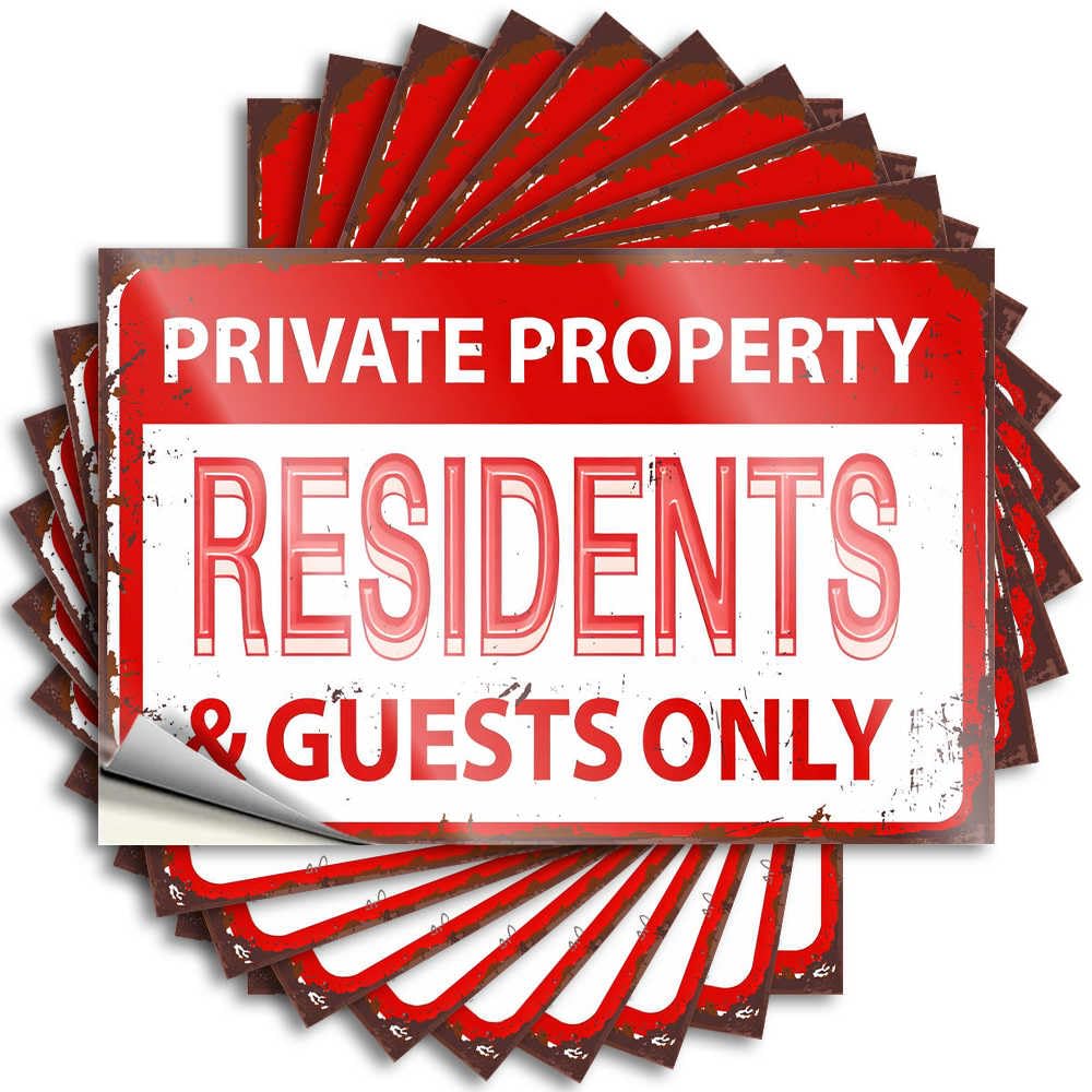 Decals Boys Bedroom Accessories Easy Apply | Private Property: Residents & Guests Only Sign High Tumbler Peel and Stick(12X18CM)