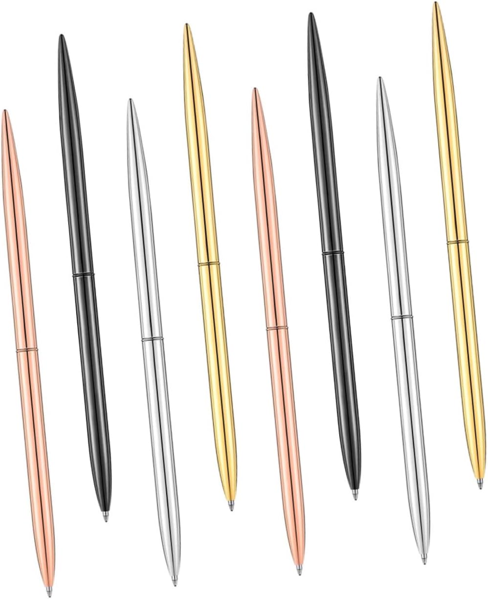 Angoily 8pcs Plastic Table Placing Ballpoint Pen Metallic Pens for School Writing Foray Ball Office Supplies Students Stationery Metal