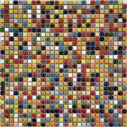 Hominter Colorful Ceramic Mosaic Mini Square Glossy Porcelain Tile for DIY Crafts, Backsplash in Kitchen or Bathroom, Wall Decor & Art Projects (10 Square Feet)