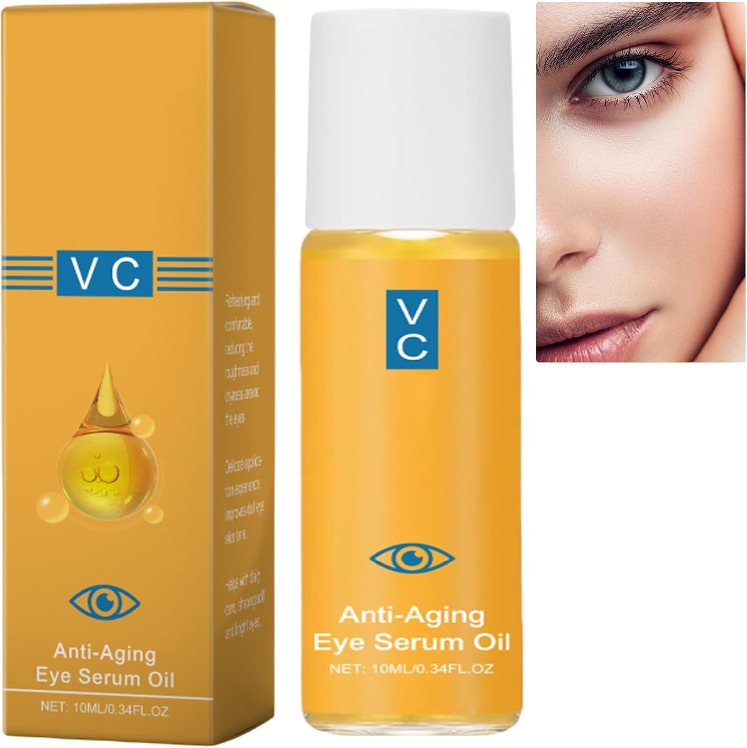 Lutein Eye Essence Oil Anti-rimpelserum voor donkere kringen en wallen onder de ogen, VC Firming Moisturizing Brighteing anti-aging oogolie voor vrouwen en mannen (1 stuk)