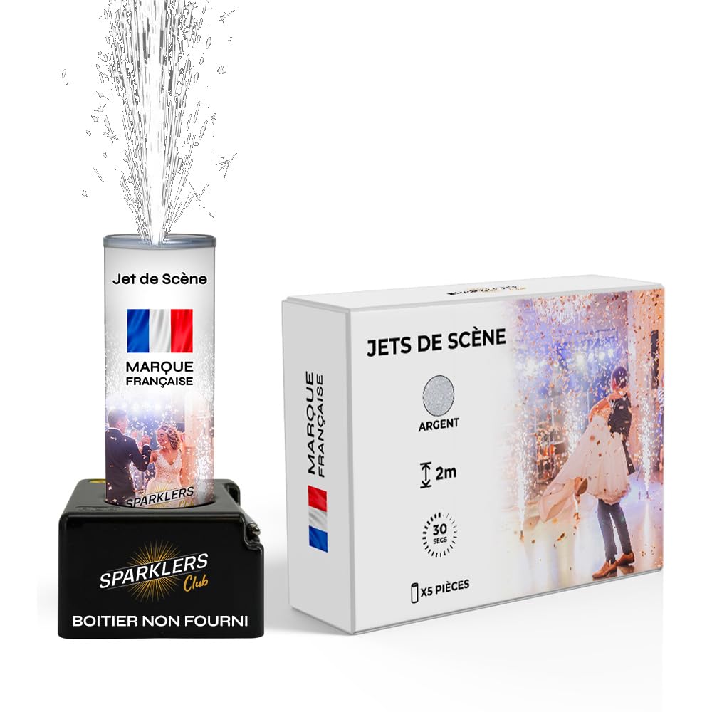 SPARKLERS CLUB Jet de Scène à Étincelles 2 Mètres 30 Secondes Or Argent Intérieur Extérieur Mariage Soirée Anniversaire Pack Artifice F1 5 Jets