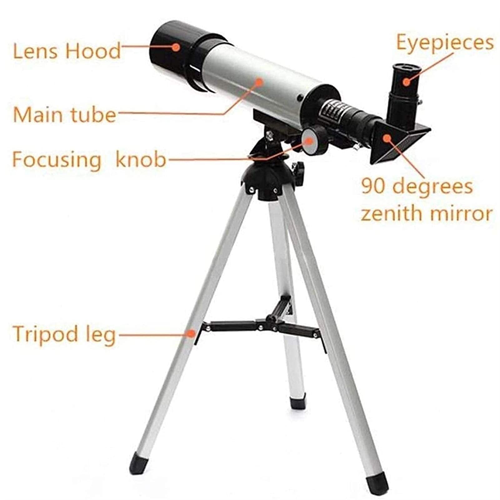 Teleskop astronomiczny, apertura 50 mm, monokularowy teleskop kosmiczny 360 mm, do obserwacji nieba/gwiazd/księżyca/ptaków, ze statywem