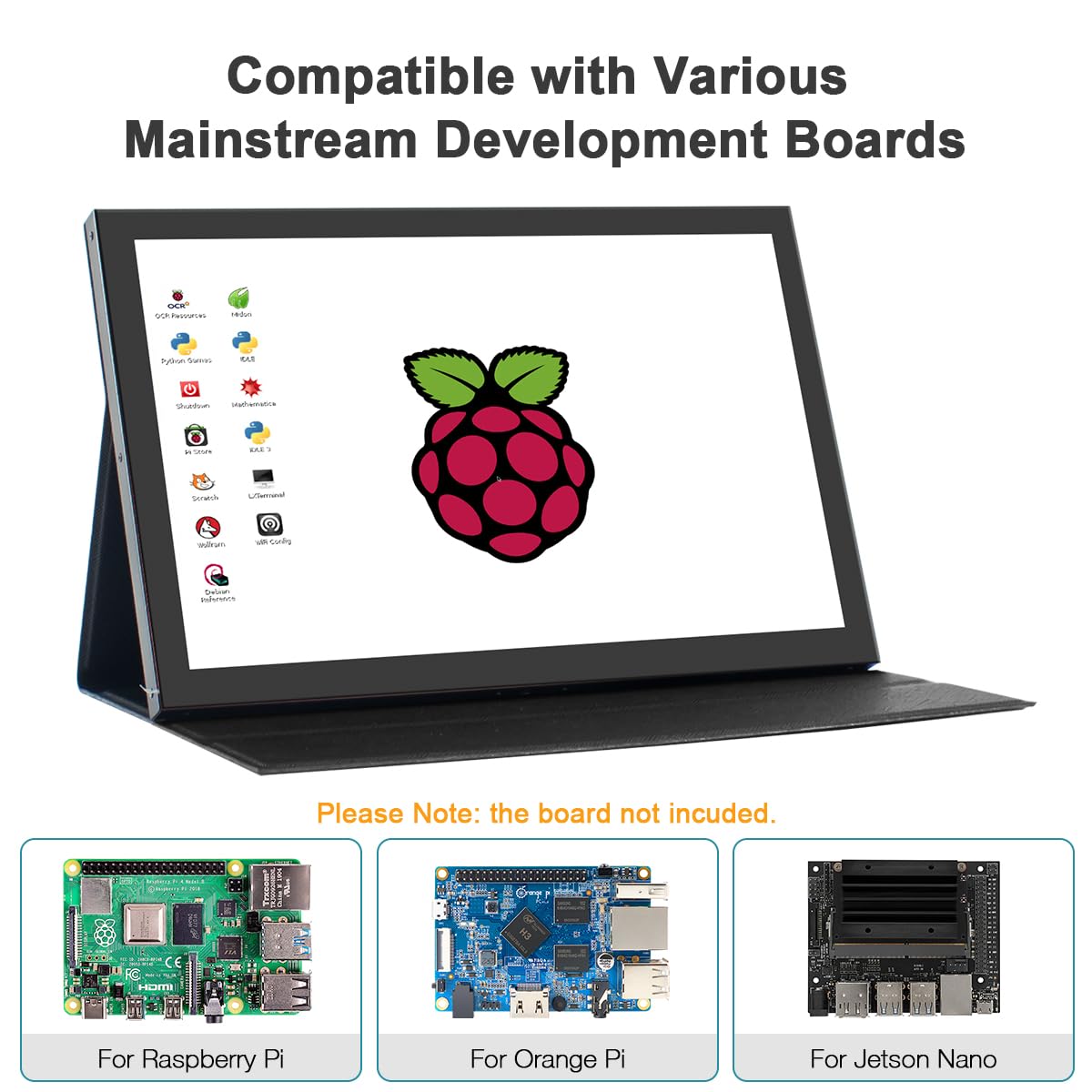 Hosyond - Monitor LCD IPS de 10.1 Pulgadas con Pantalla táctil IPS de 1280 x 800, Pantalla HDMI portátil, Altavoces Integrados con Funda para Raspberry Pi 5/Pi 4/3B+ Xbox PS4 Windows