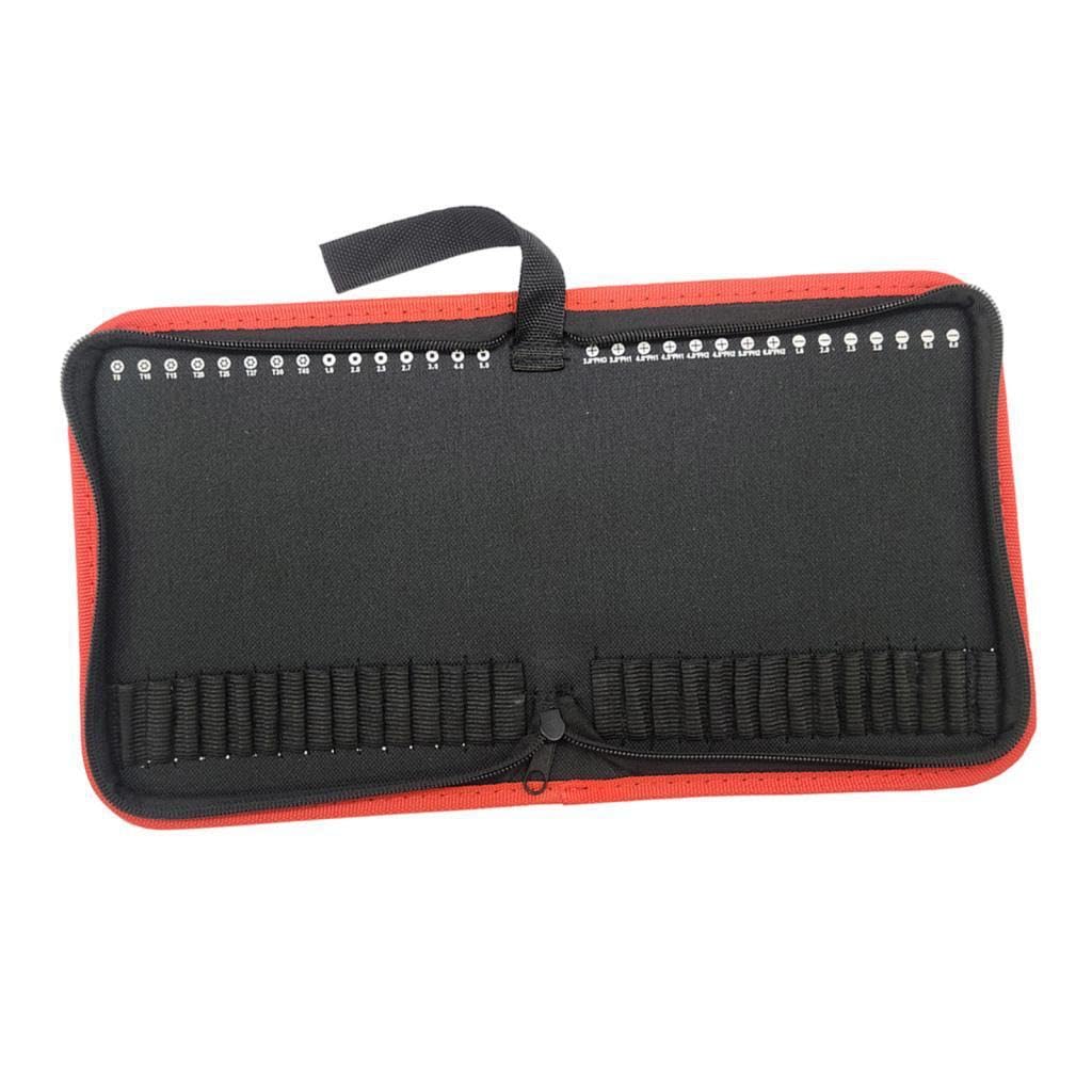 Pixzcsa Men's Black Professional Bit Storage Bag Zipper Closure Stylish Handy Portable Electricians Carpenters And All Craft Professionals Bit Carrier Professional Driver, 22.5X17.2x3cm