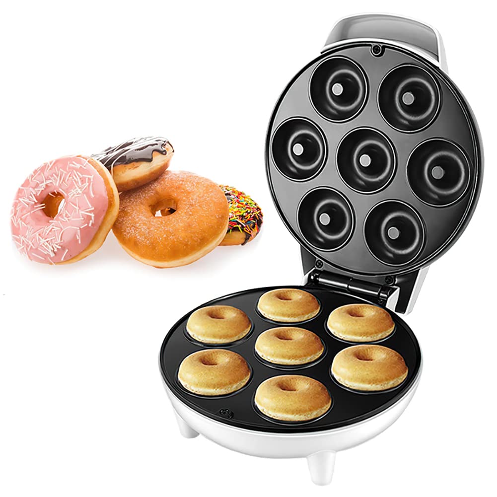 Mini 1200W Donut Machine Electric Doughnut Maker, Nonstick Surface, Makes 7 DoughnutsAutomatic Pancake Doughnut Makers, Donut Fryer for Business Bakery,Dessert Shop,Coffee Shop