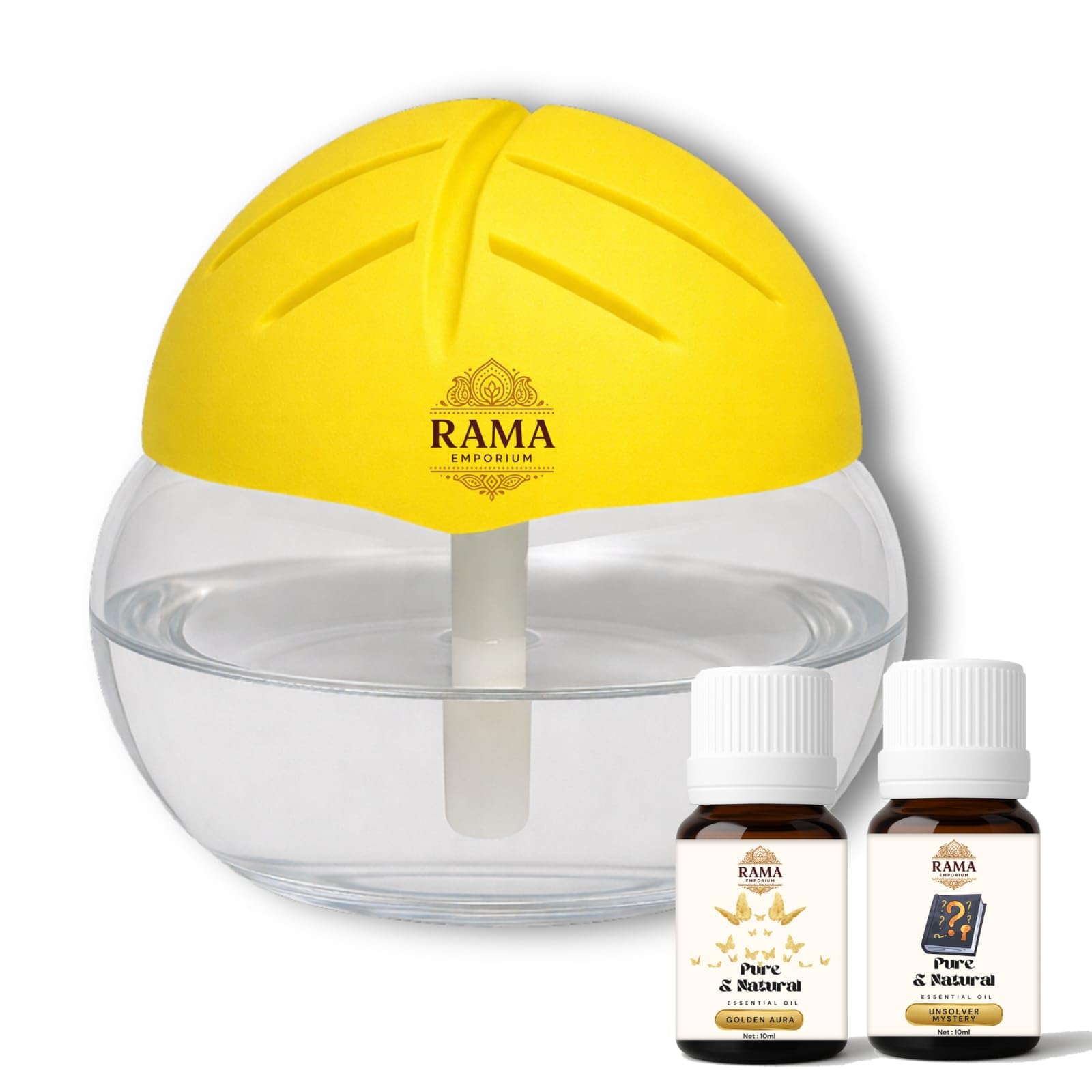 Portable 3-in-1 Air Purifier, Aroma Diffuser & Cool Mist Humidifier with 750 ML Water Tank & 2 Free 10ml Essential Oils – Electric Mist Maker for Home, Office, Bedroom (Yellow) (Yellow)-image-4
