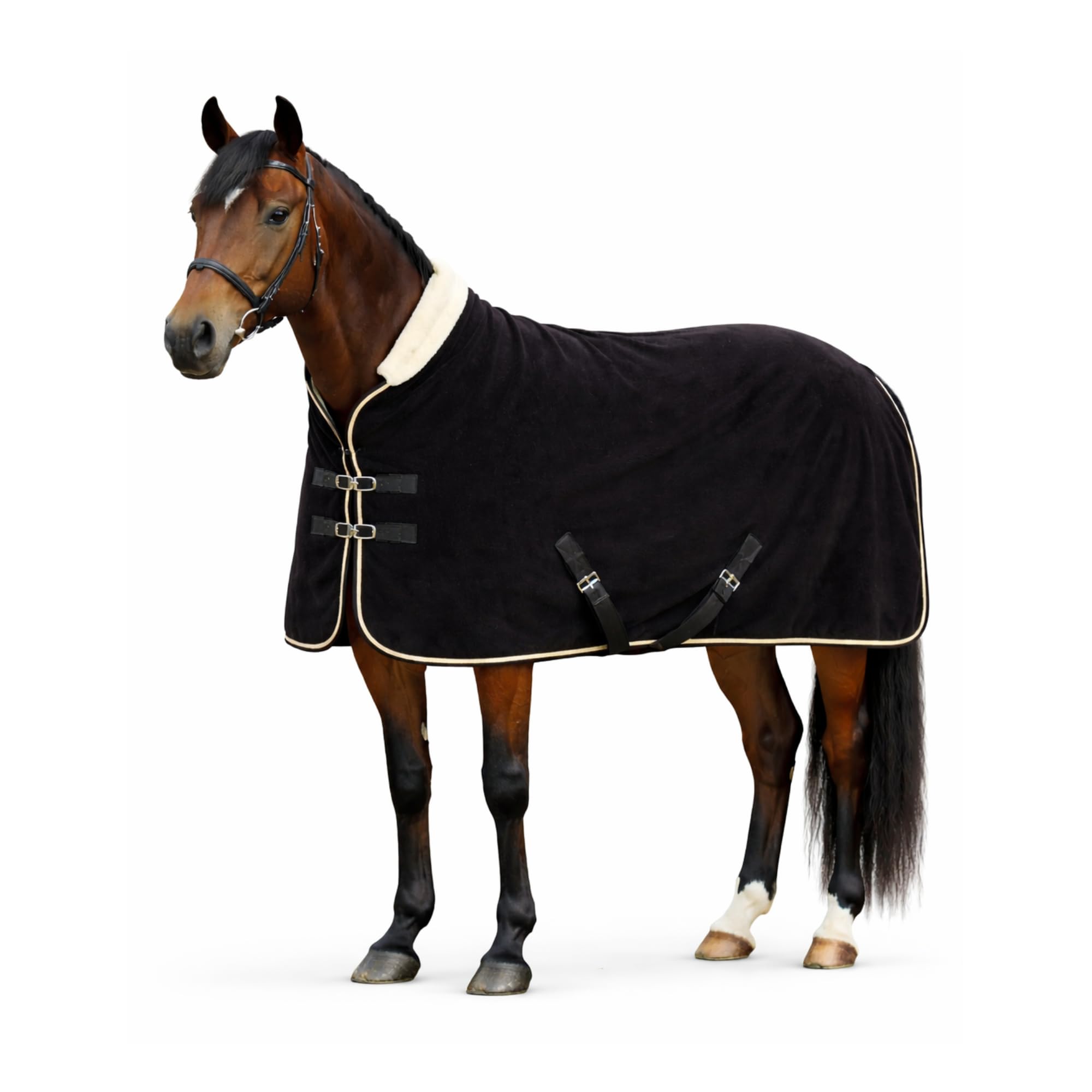 THKtack Fleece Cooler Rug, 220G Anti-Pill Polar Fleece | Moisture Wicking | Horse Stable Cooler Sheet | Breathable Turnout Blanket | Walker Blanket | Cross Surcingles & Double Buckle Closure (6'0")