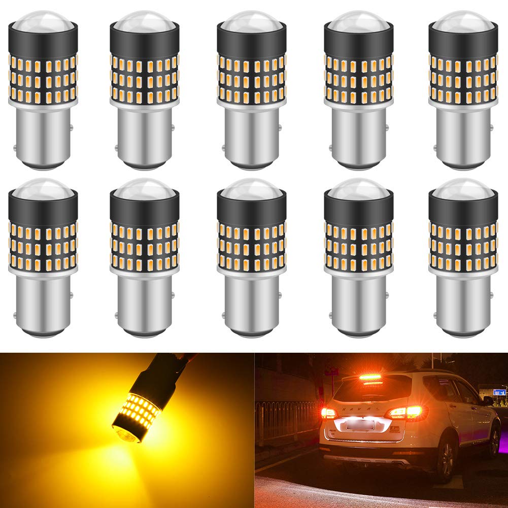KATUR 1157 BAY15D 1016 1034 7528 żarówka LED 900 lumenów 3014 78SMD żarówki LED do kierunkowskazu hamowania, cofania, cofania, światła hamowania, bursztynowe (opakowanie 10 szt.)