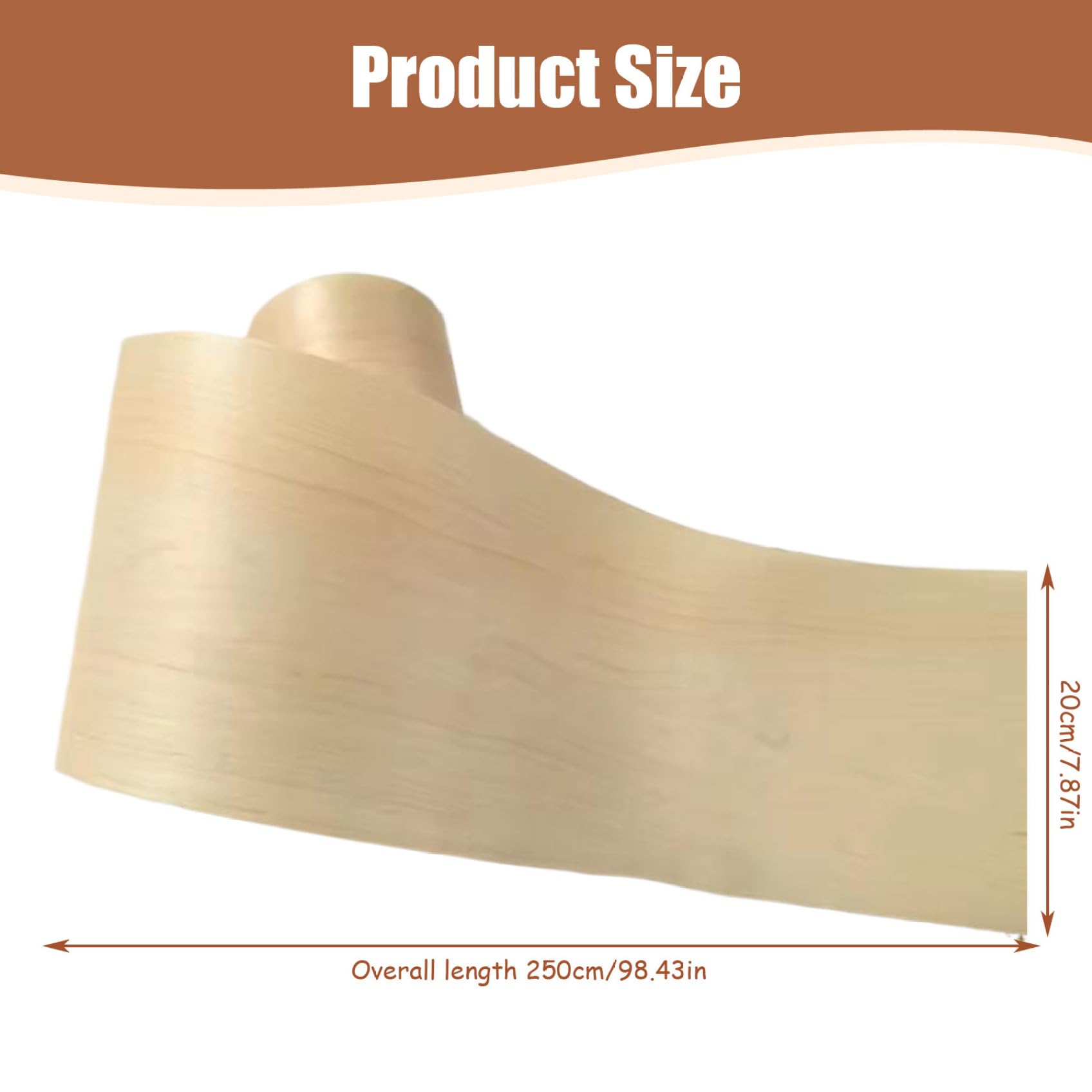 Rollo de chapa de madera, lámina de chapa de madera, paneles naturales flexibles de 8 pulgadas x 8 pies para entusiastas del bricolaje, carpinteros y restauración de muebles, lámina
